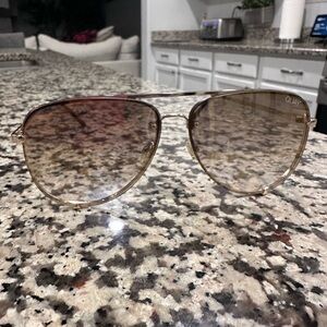 Quay Australia Gold and Brown Aviator Sunglasses